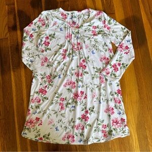 Croft & Barrow Women's Small Floral Nightgown Long Sleeve Sleep Shirt Pintuck